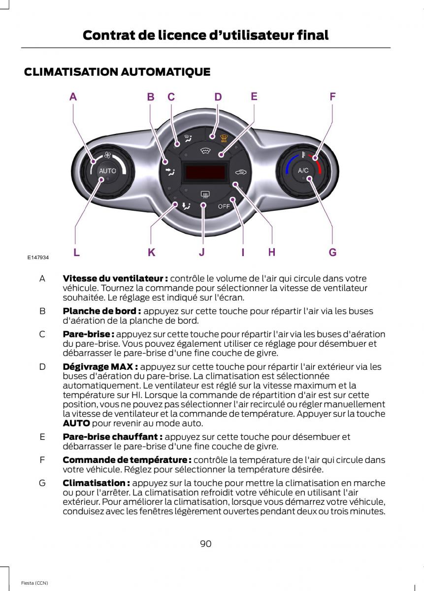 Ford Fiesta VII MK7 manuel du proprietaire / page 92