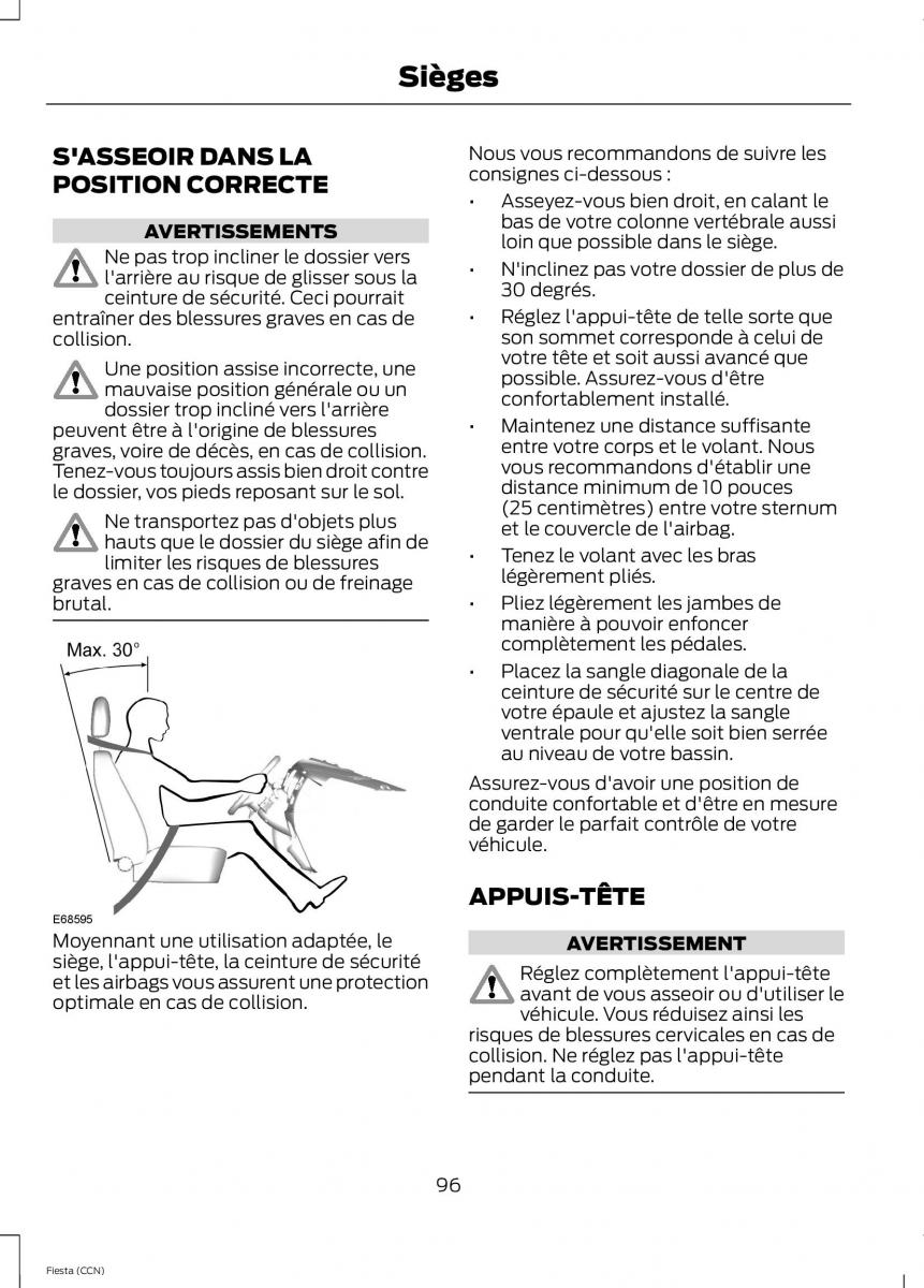 Ford Fiesta VII MK7 manuel du proprietaire / page 98