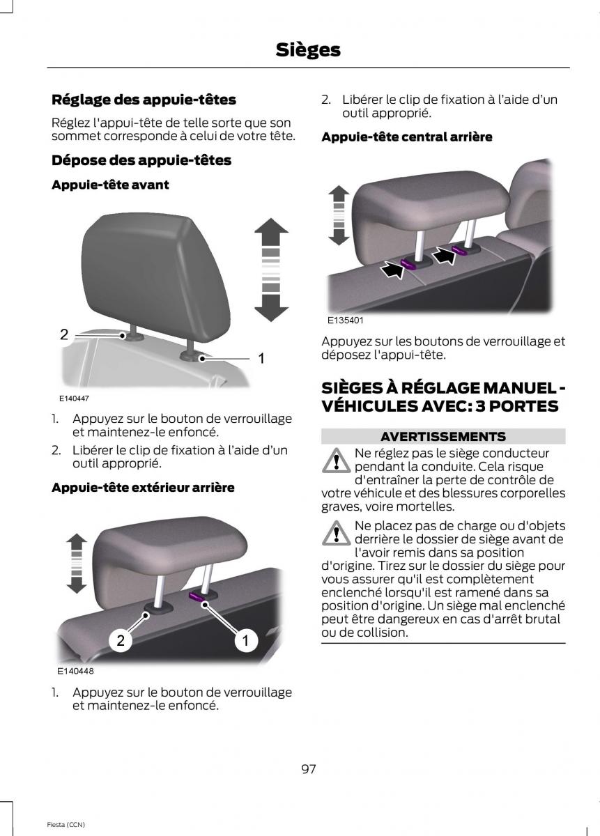 Ford Fiesta VII MK7 manuel du proprietaire / page 99