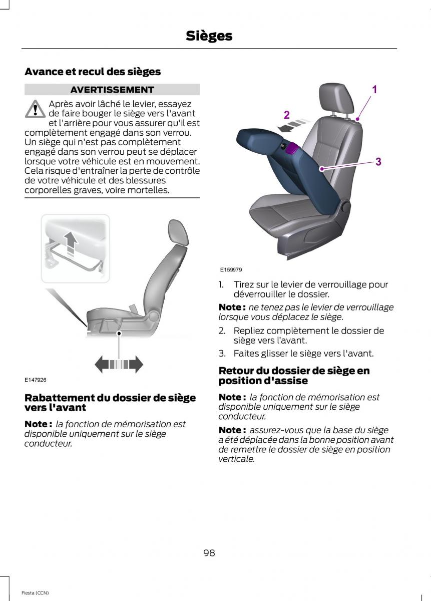 Ford Fiesta VII MK7 manuel du proprietaire / page 100