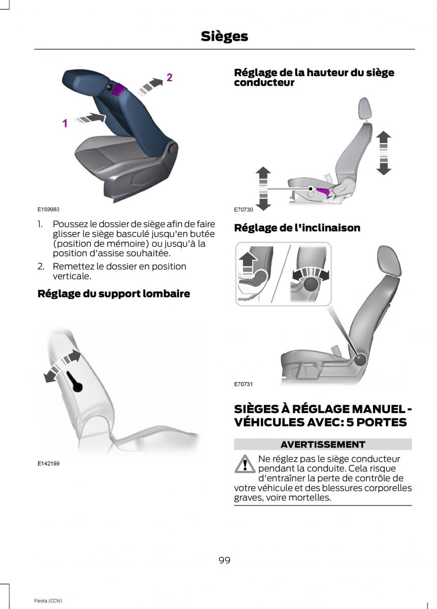 Ford Fiesta VII MK7 manuel du proprietaire / page 101