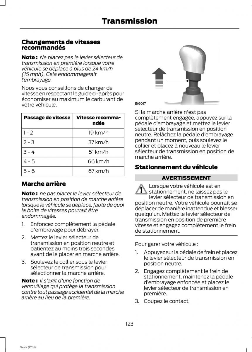 Ford Fiesta VII MK7 manuel du proprietaire / page 125