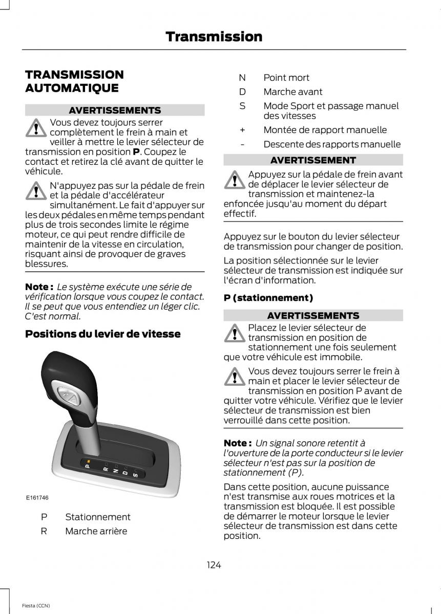 Ford Fiesta VII MK7 manuel du proprietaire / page 126