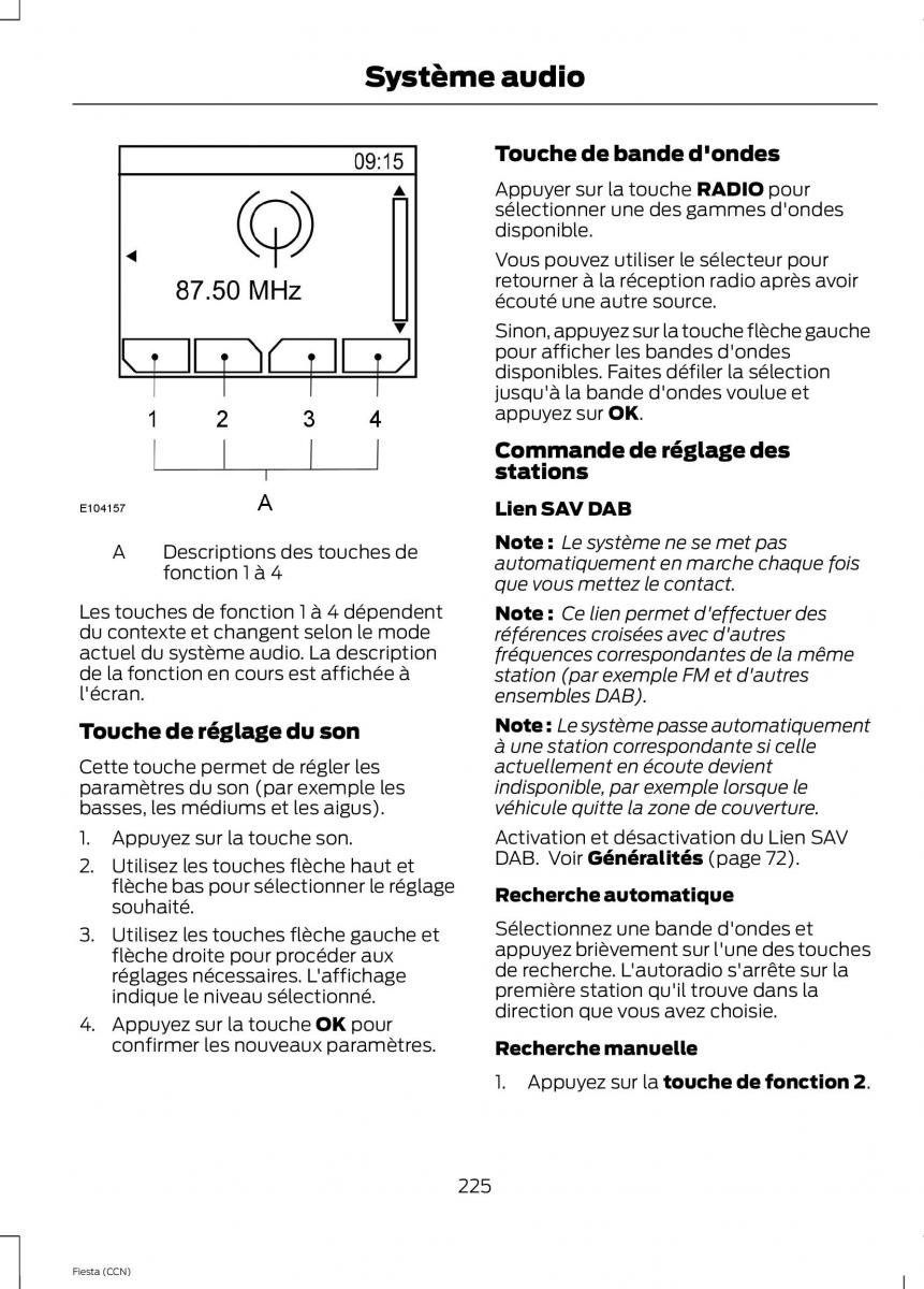 Ford Fiesta VII MK7 manuel du proprietaire / page 227