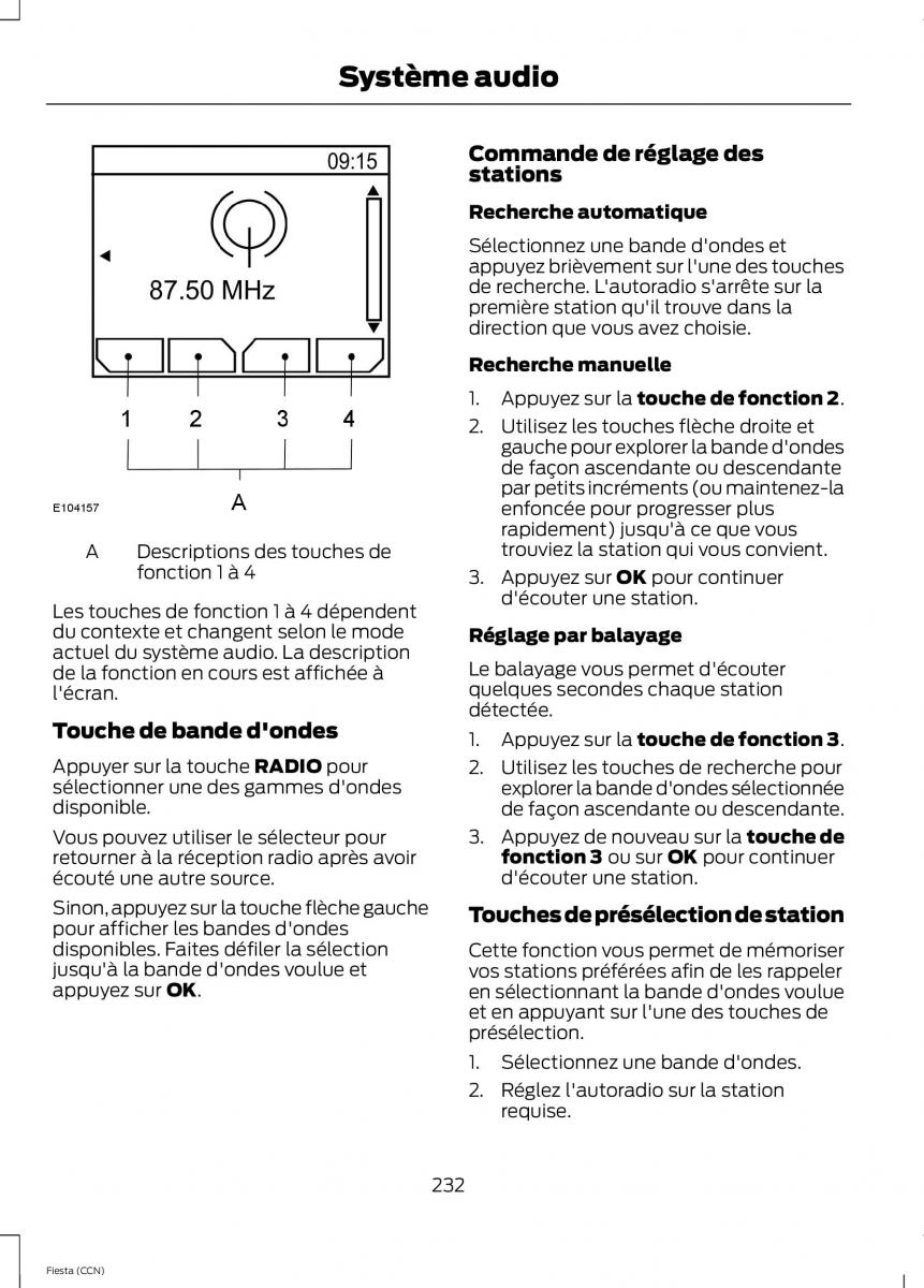 Ford Fiesta VII MK7 manuel du proprietaire / page 234