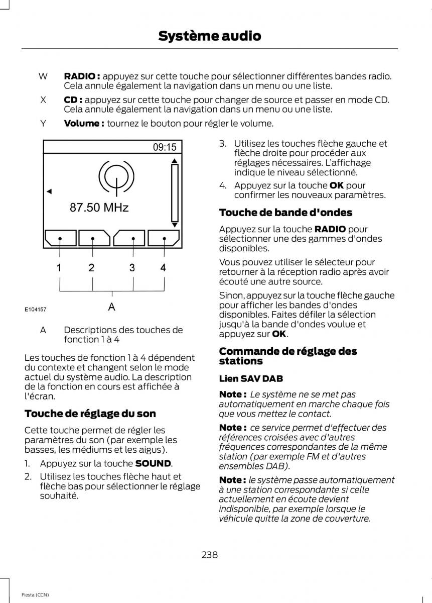 Ford Fiesta VII MK7 manuel du proprietaire / page 240