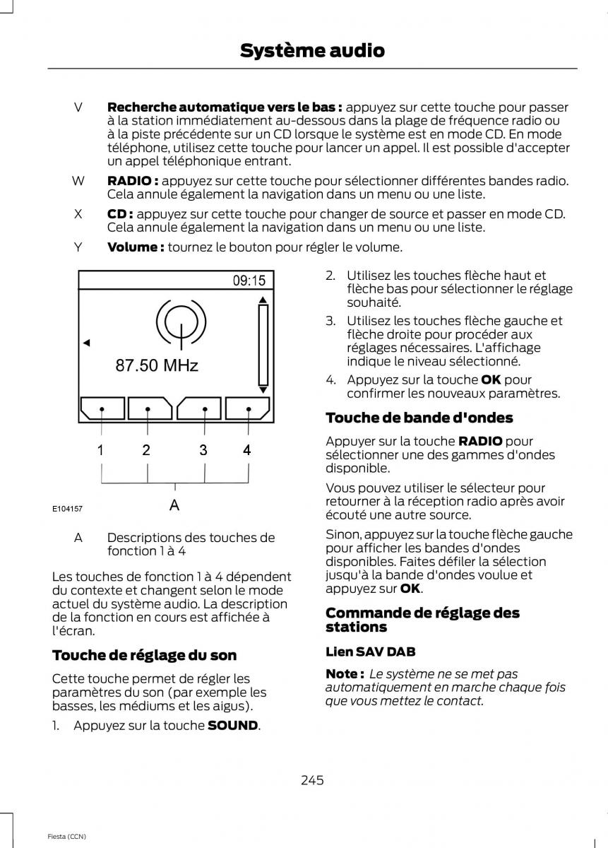 Ford Fiesta VII MK7 manuel du proprietaire / page 247