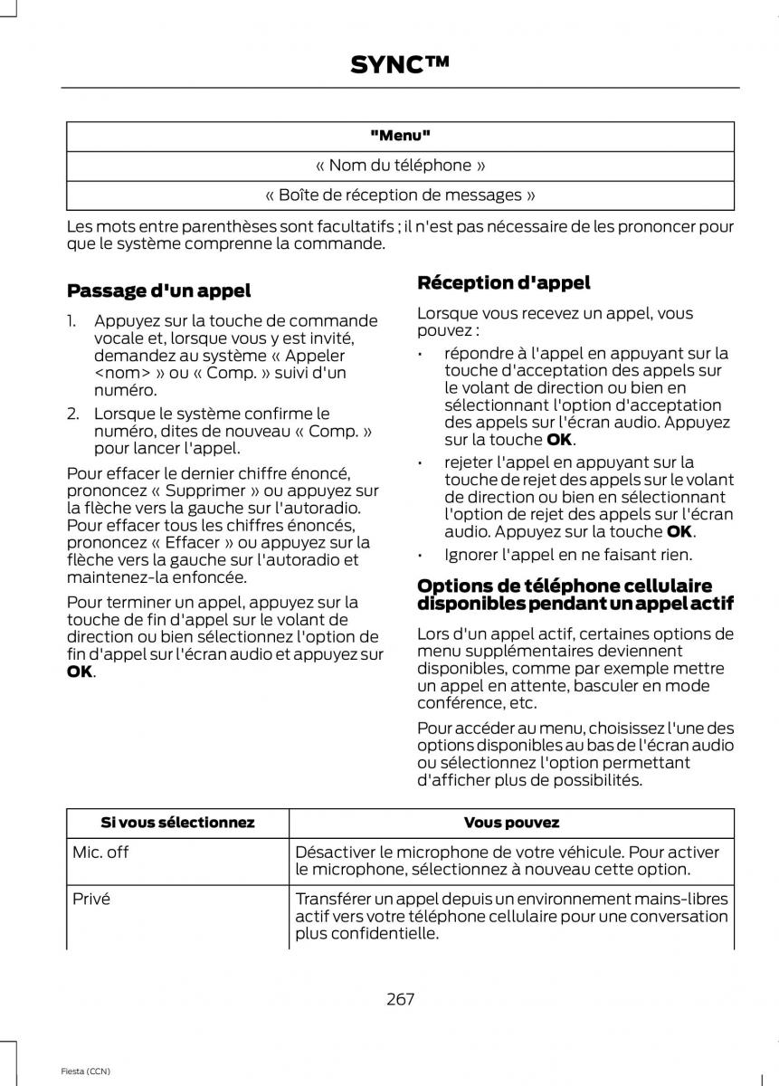 Ford Fiesta VII MK7 manuel du proprietaire / page 269