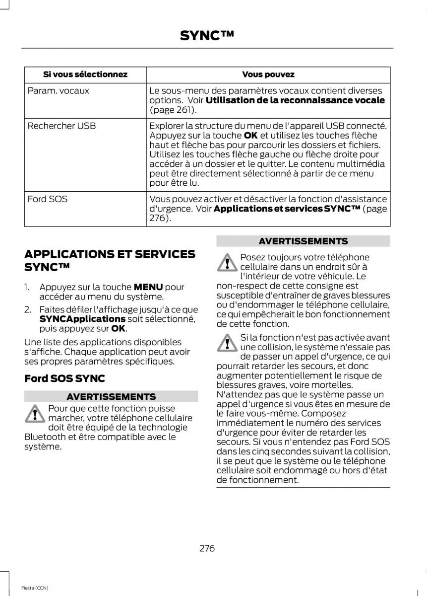 Ford Fiesta VII MK7 manuel du proprietaire / page 278