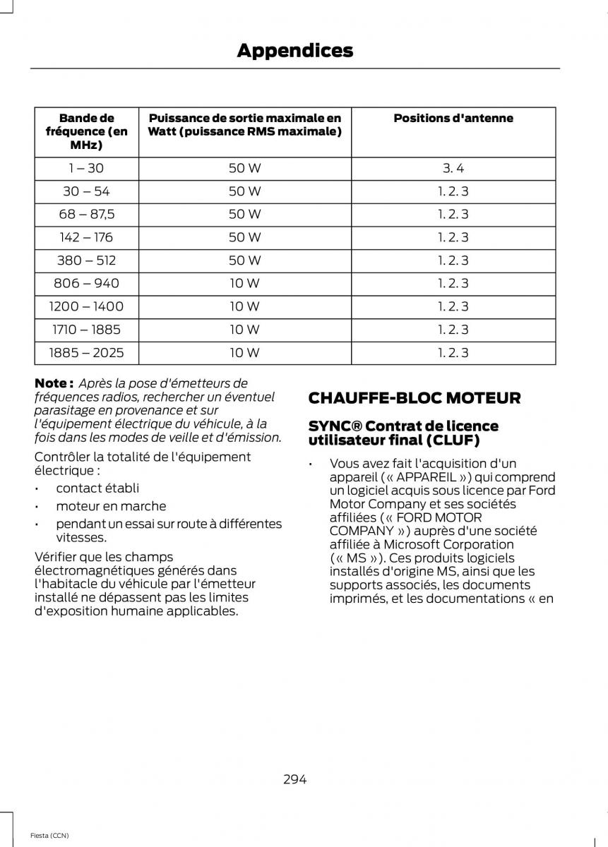 Ford Fiesta VII MK7 manuel du proprietaire / page 296