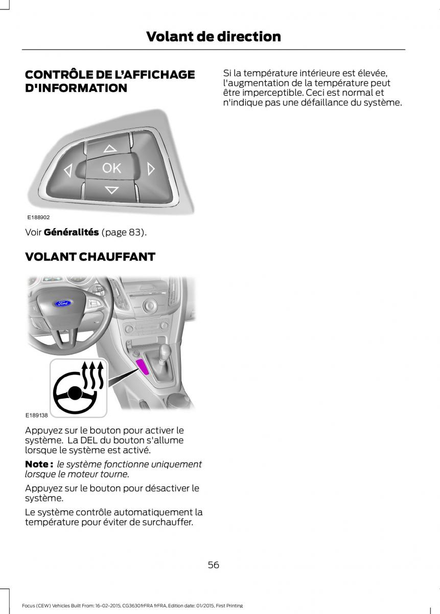 Ford Focus III 3 FL manuel du proprietaire / page 58