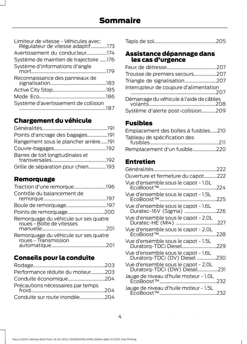 Ford Focus III 3 FL manuel du proprietaire / page 6