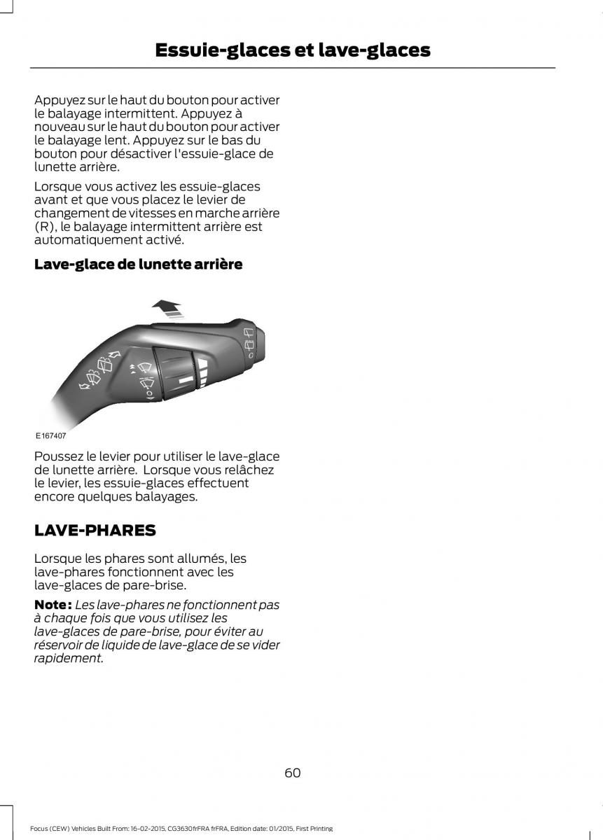 Ford Focus III 3 FL manuel du proprietaire / page 62