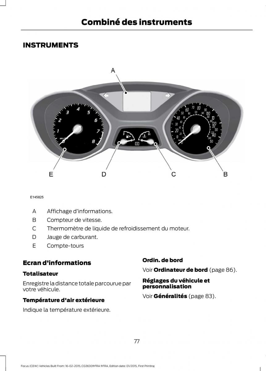 Ford Focus III 3 FL manuel du proprietaire / page 79