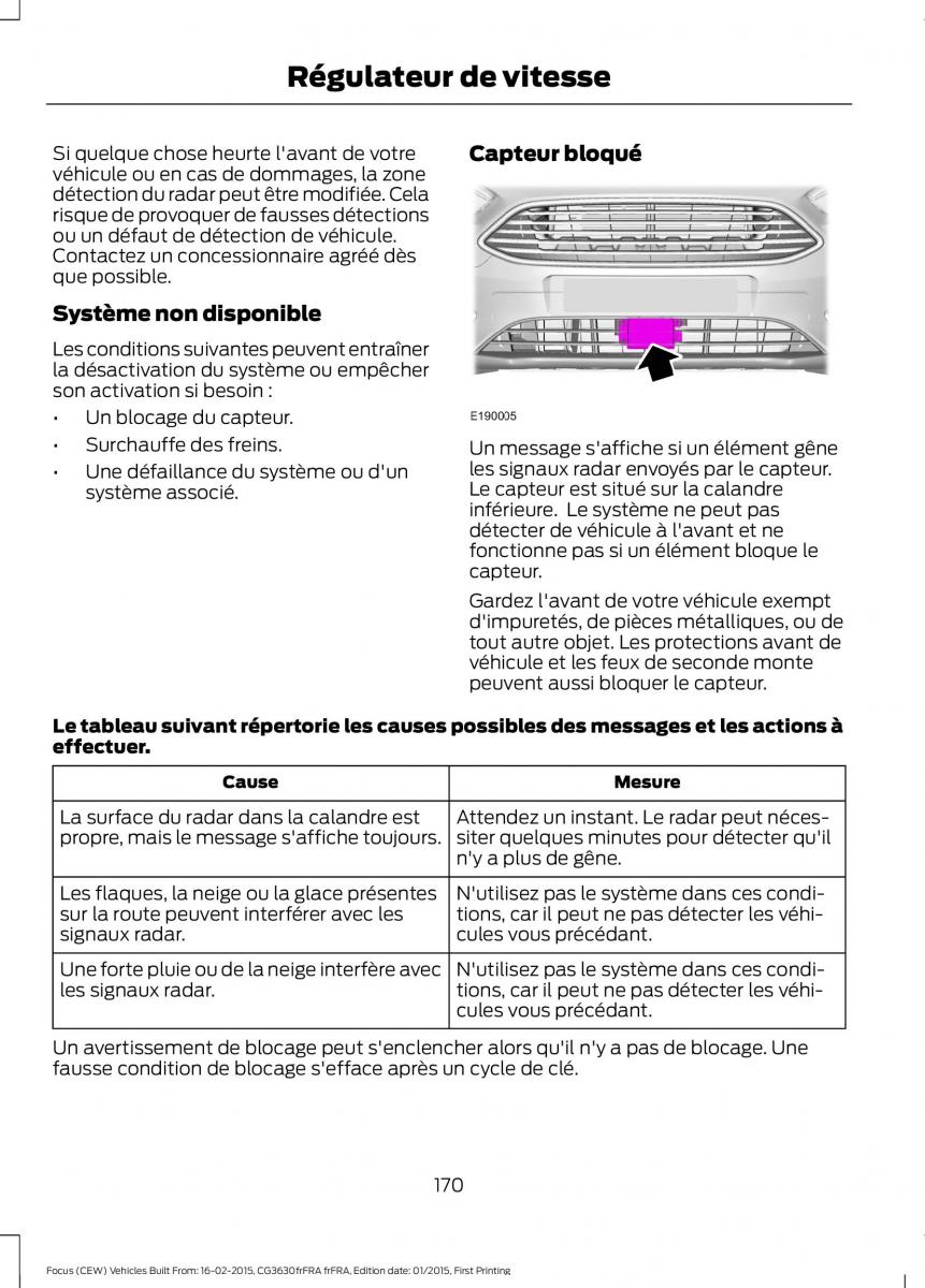 Ford Focus III 3 FL manuel du proprietaire / page 172