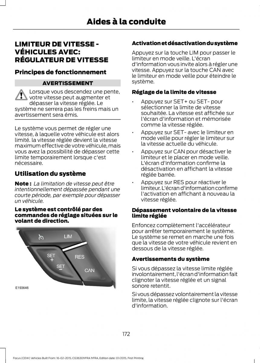 Ford Focus III 3 FL manuel du proprietaire / page 174