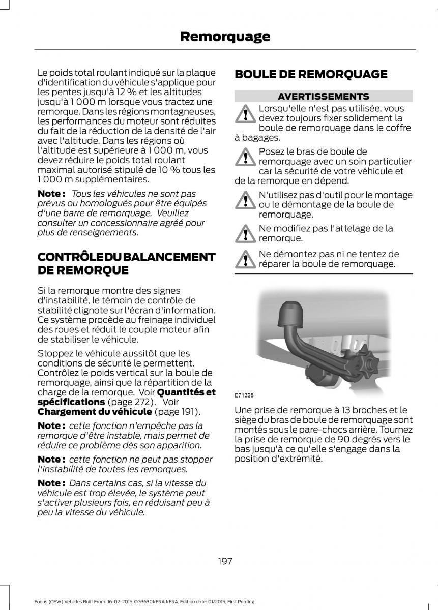 Ford Focus III 3 FL manuel du proprietaire / page 199