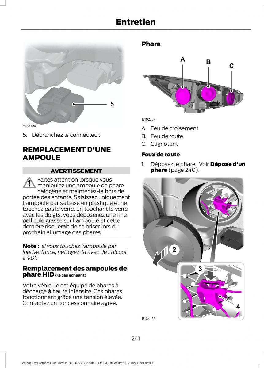 Ford Focus III 3 FL manuel du proprietaire / page 243