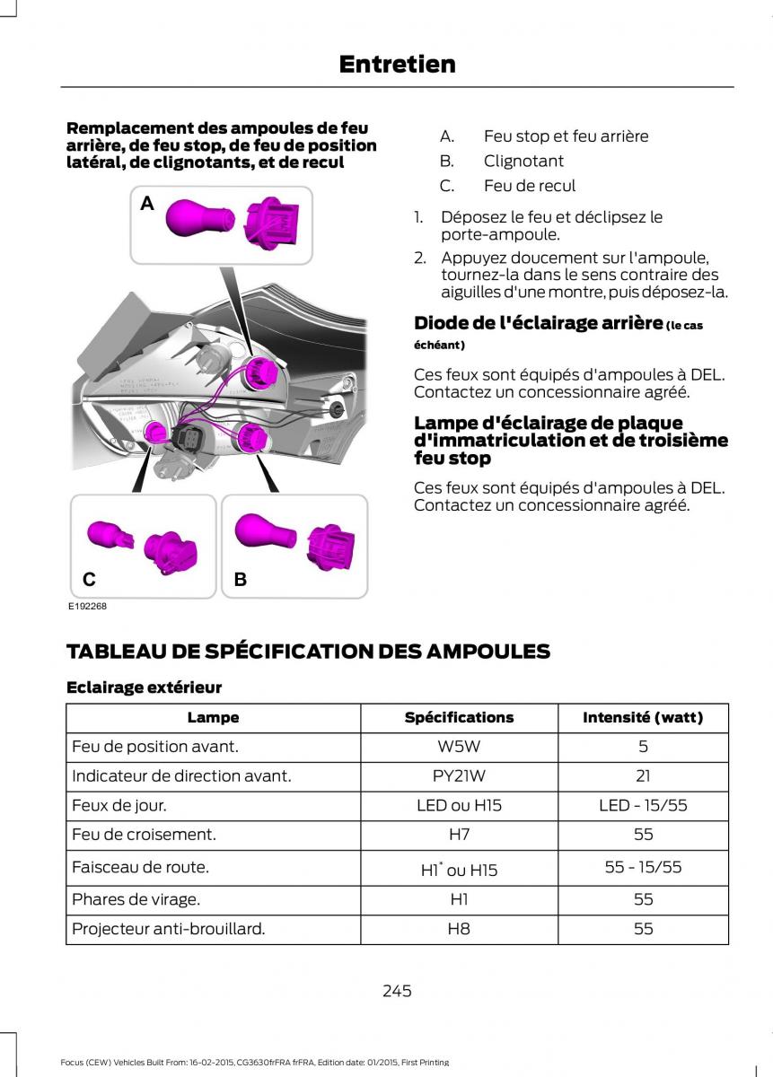 Ford Focus III 3 FL manuel du proprietaire / page 247