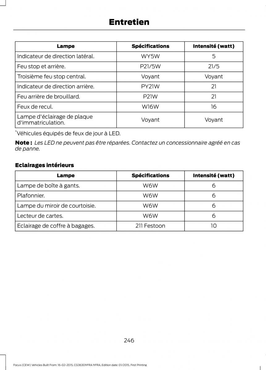 Ford Focus III 3 FL manuel du proprietaire / page 248