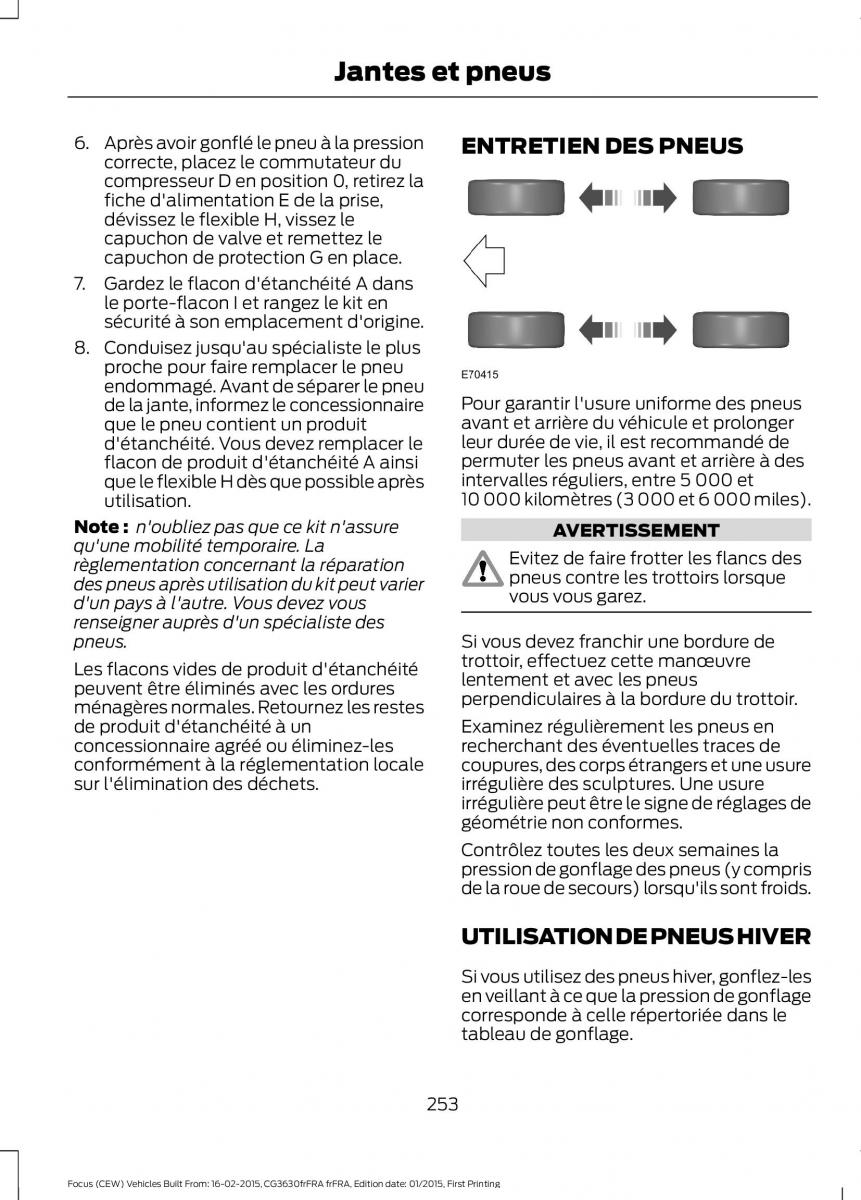 Ford Focus III 3 FL manuel du proprietaire / page 255