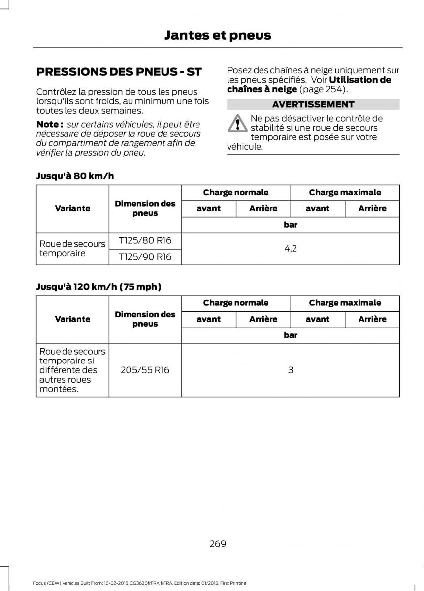 Ford Focus III 3 FL manuel du proprietaire / page 271