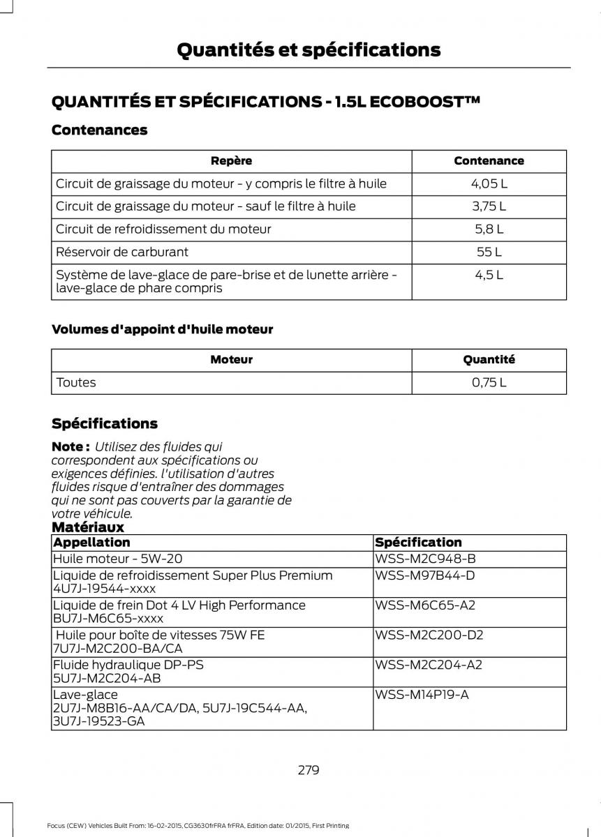 Ford Focus III 3 FL manuel du proprietaire / page 281