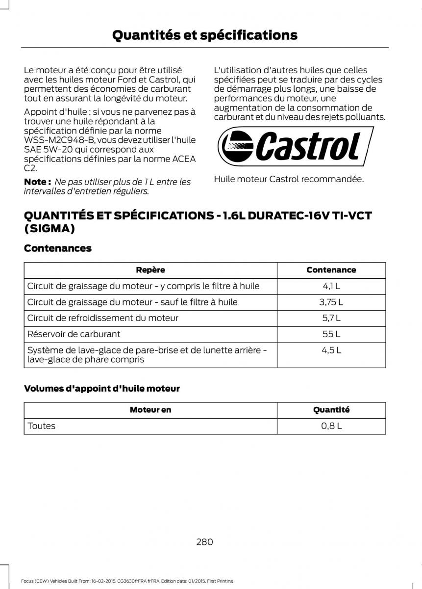 Ford Focus III 3 FL manuel du proprietaire / page 282