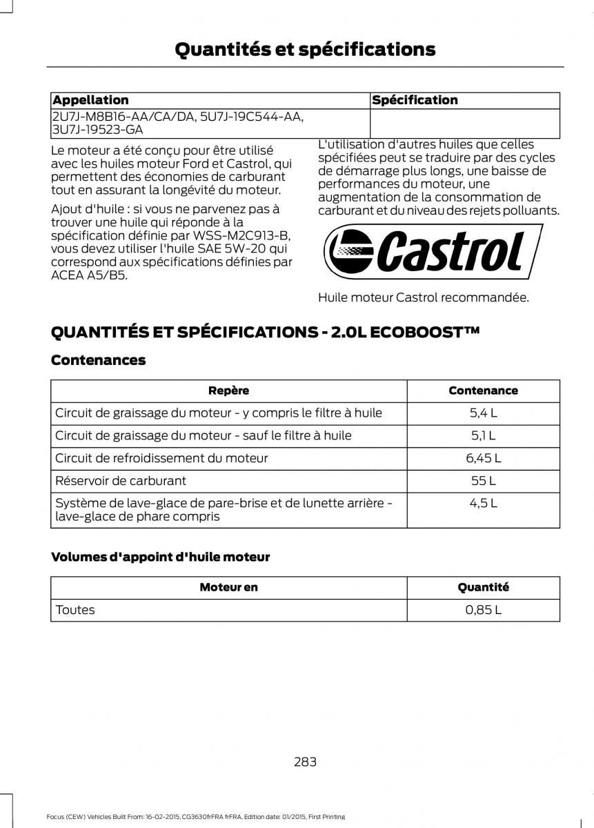 Ford Focus III 3 FL manuel du proprietaire / page 285