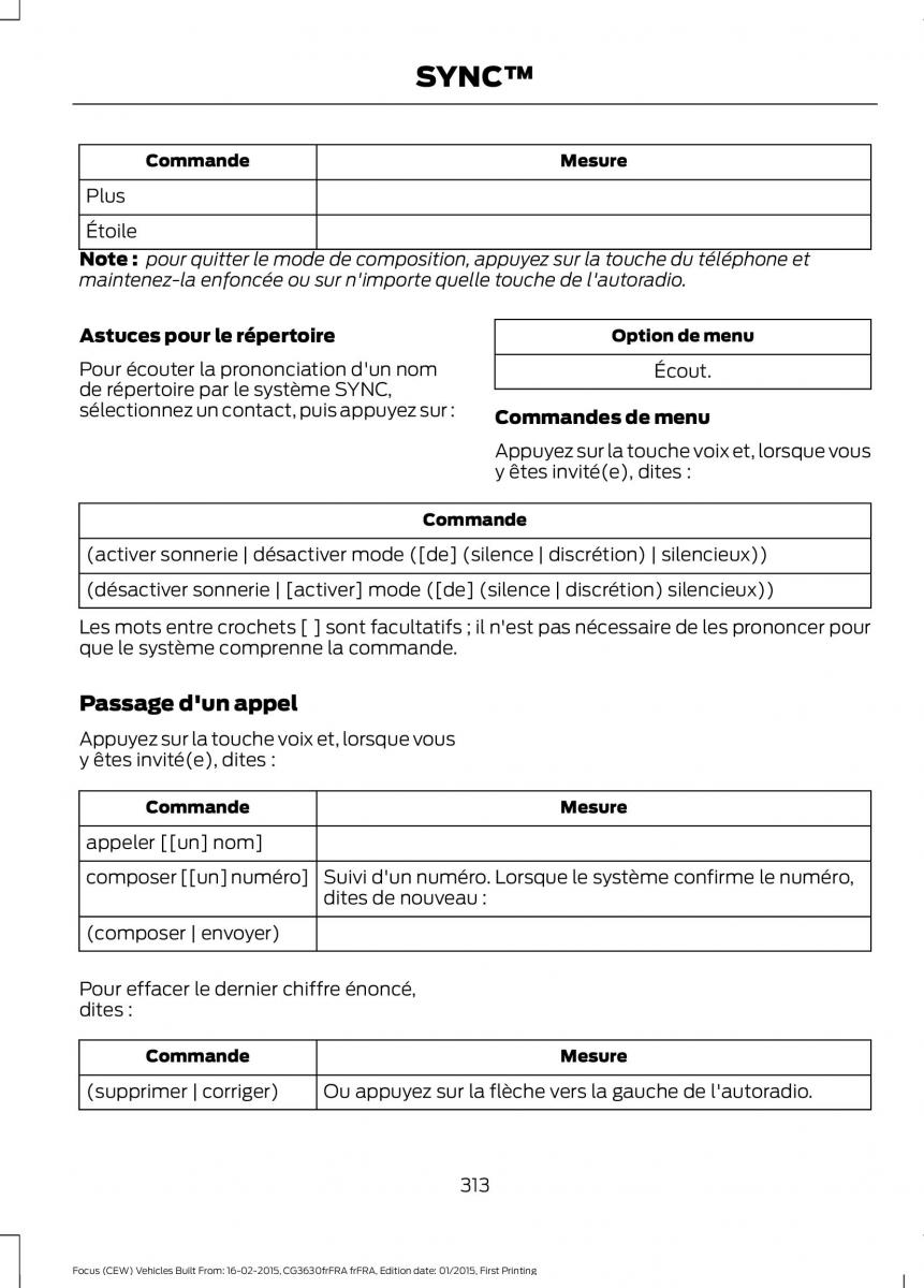 Ford Focus III 3 FL manuel du proprietaire / page 315