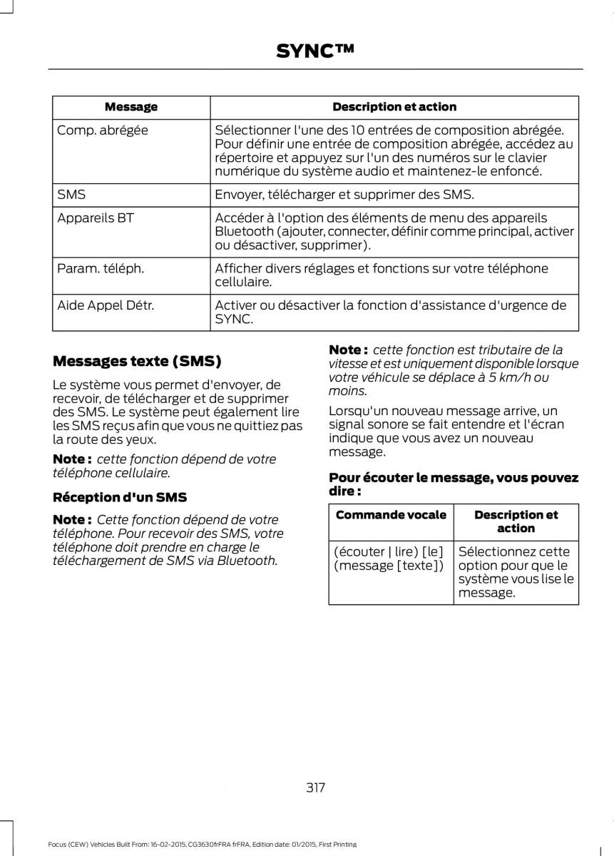 Ford Focus III 3 FL manuel du proprietaire / page 319