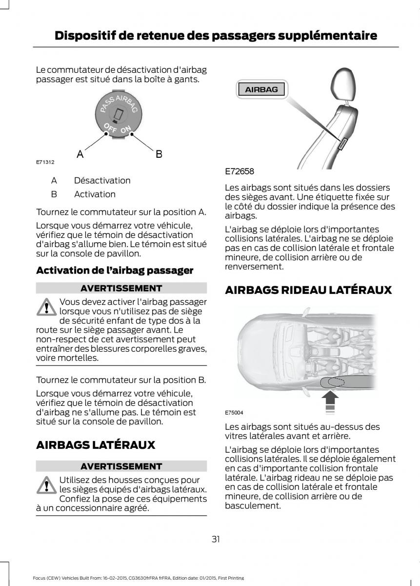 Ford Focus III 3 FL manuel du proprietaire / page 33