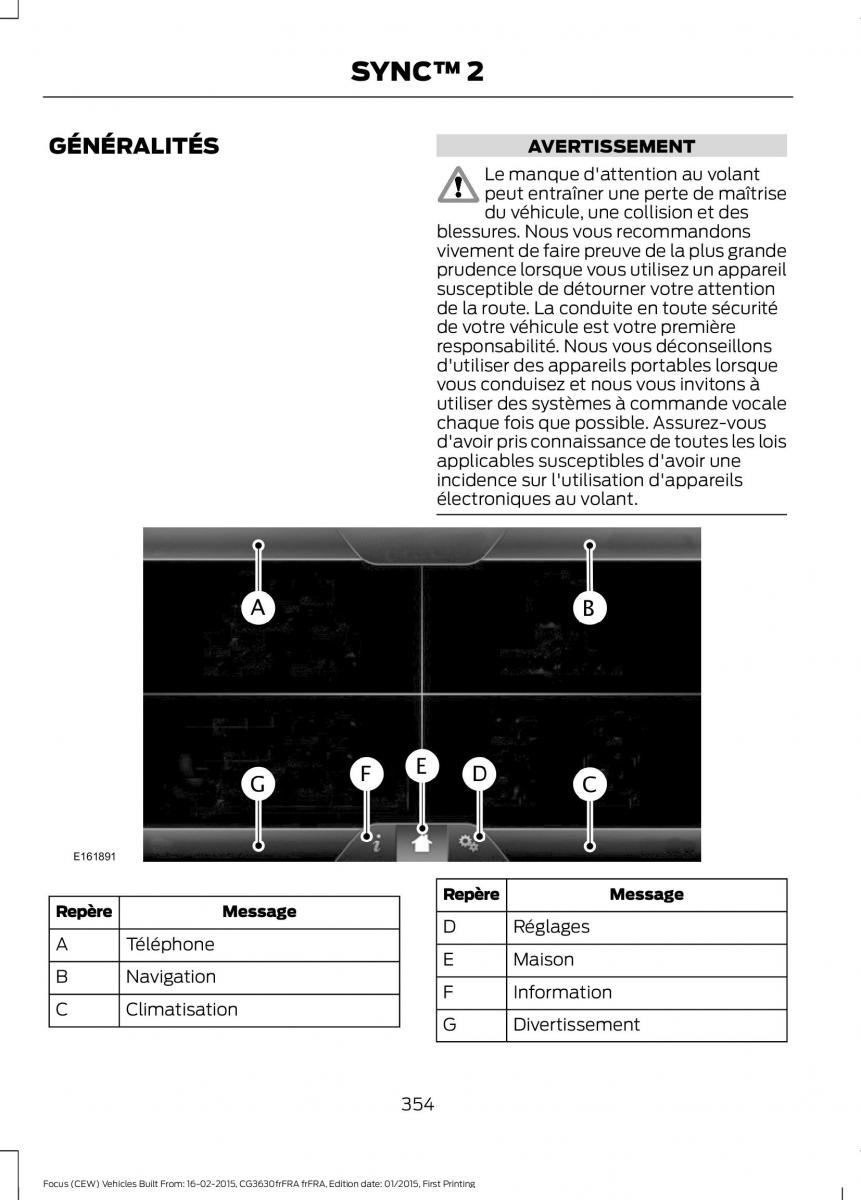 Ford Focus III 3 FL manuel du proprietaire / page 356