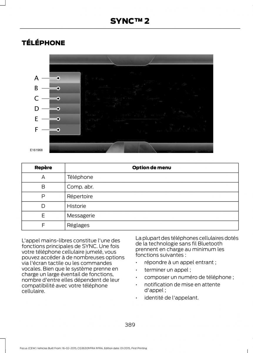 Ford Focus III 3 FL manuel du proprietaire / page 391