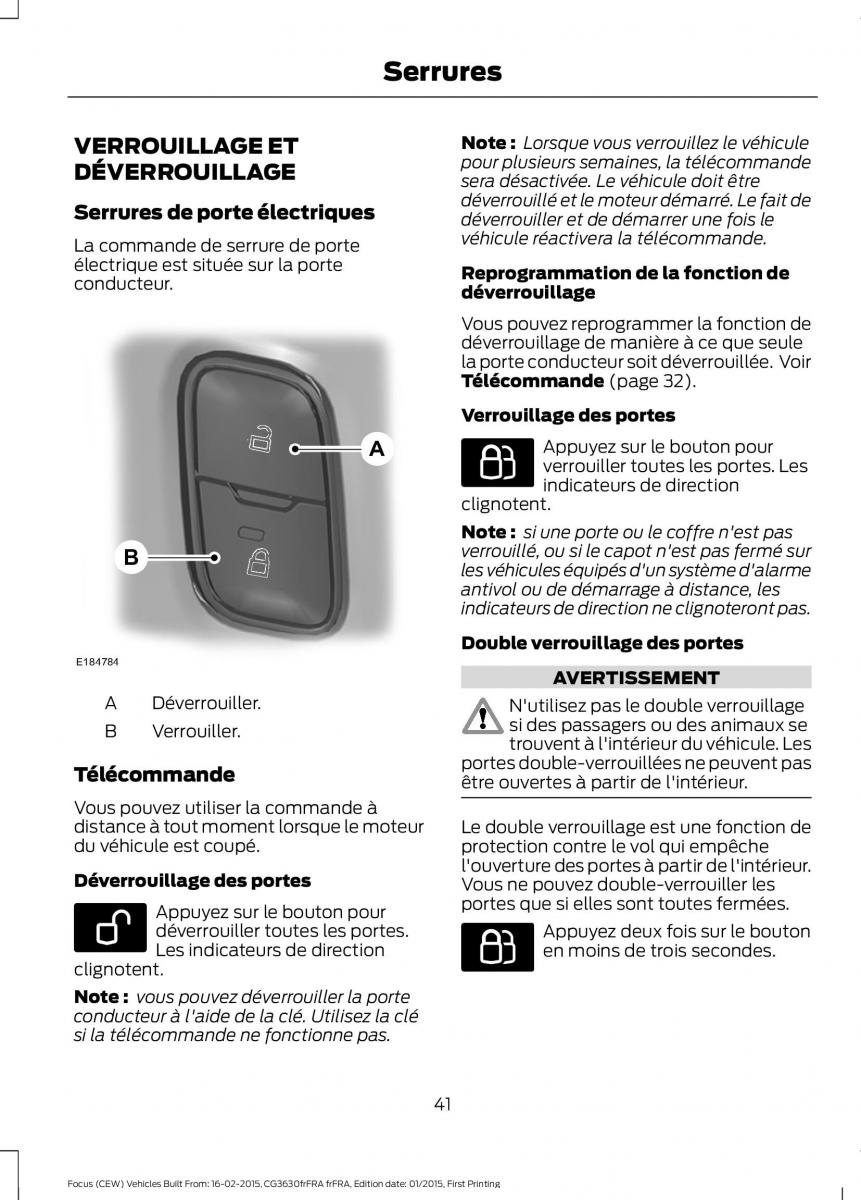 Ford Focus III 3 FL manuel du proprietaire / page 43