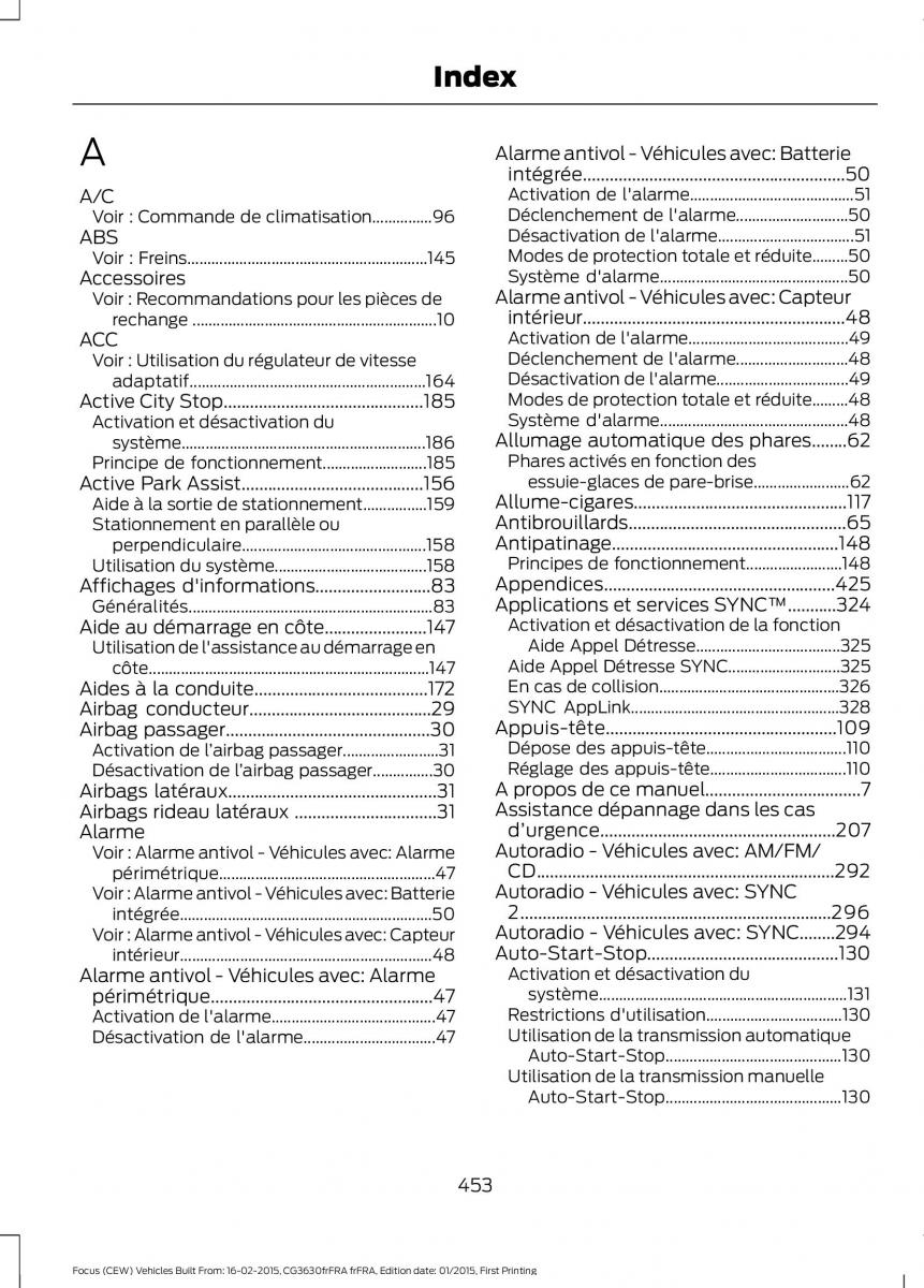 Ford Focus III 3 FL manuel du proprietaire / page 455