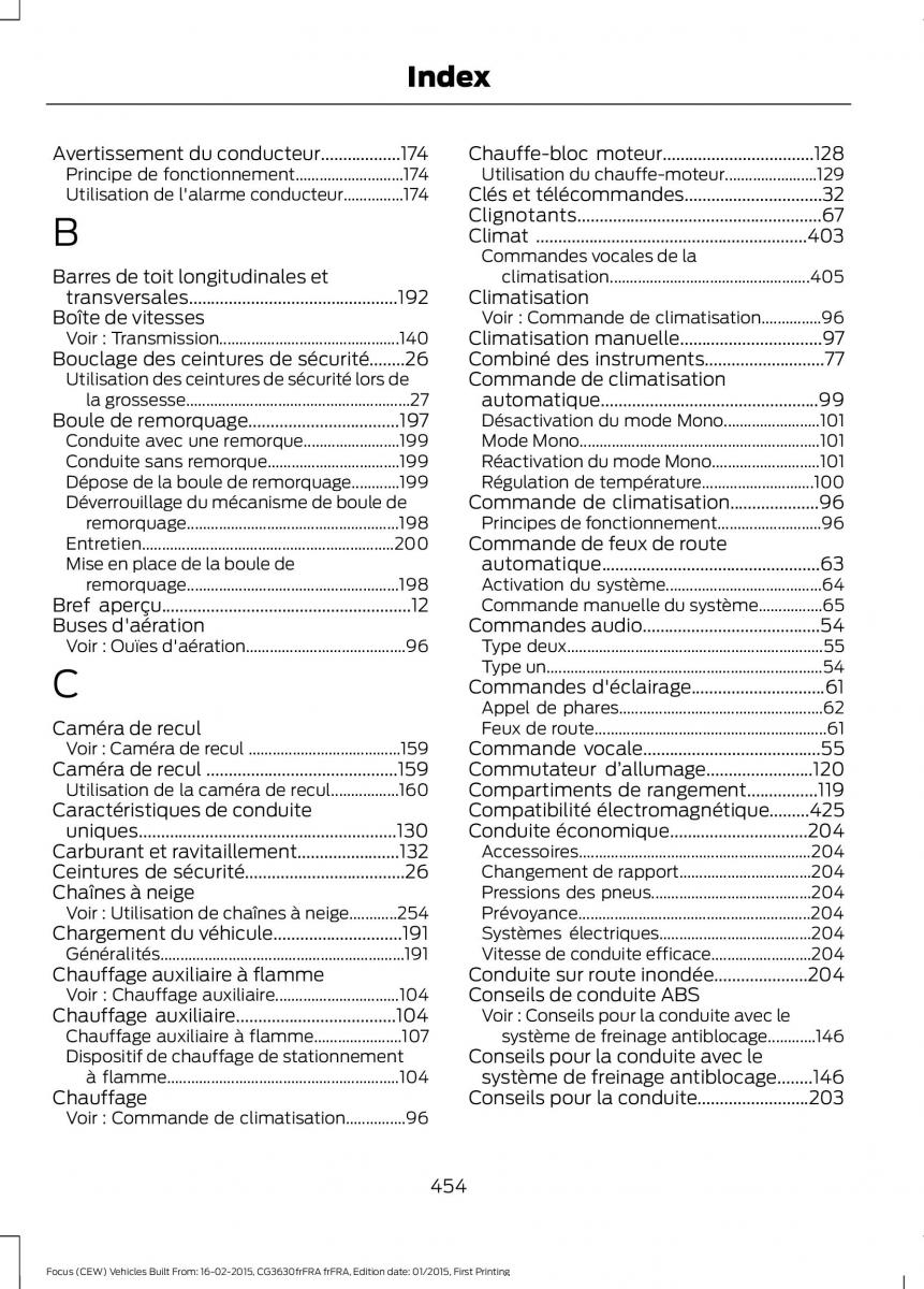 Ford Focus III 3 FL manuel du proprietaire / page 456