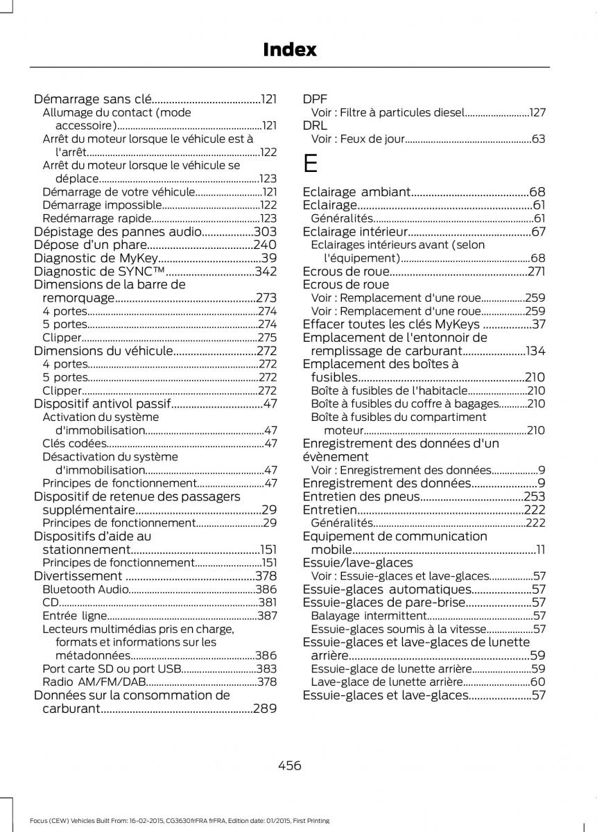 Ford Focus III 3 FL manuel du proprietaire / page 458