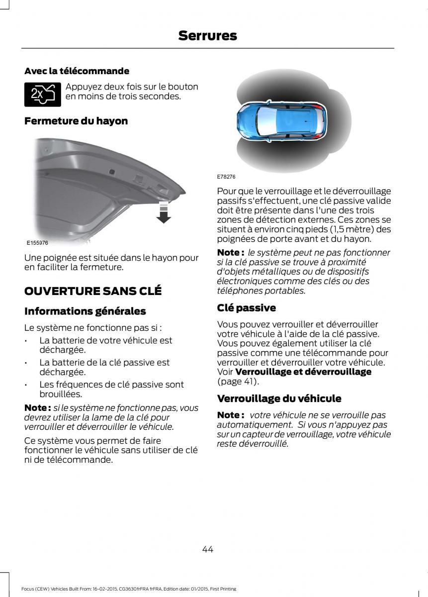 Ford Focus III 3 FL manuel du proprietaire / page 46