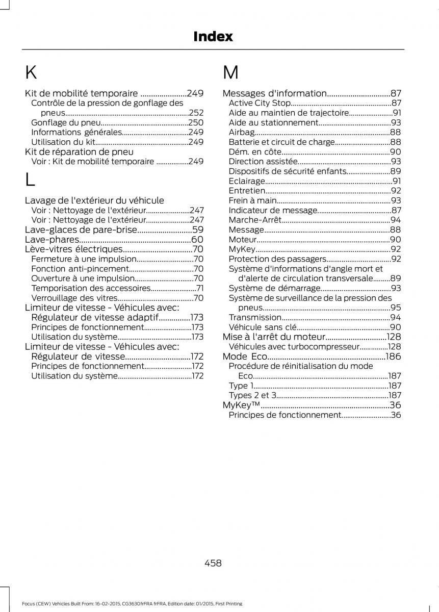 Ford Focus III 3 FL manuel du proprietaire / page 460