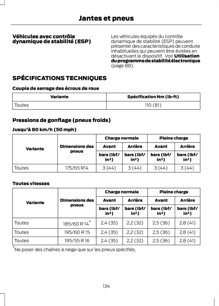 Ford Fusion manuel du proprietaire / page 136