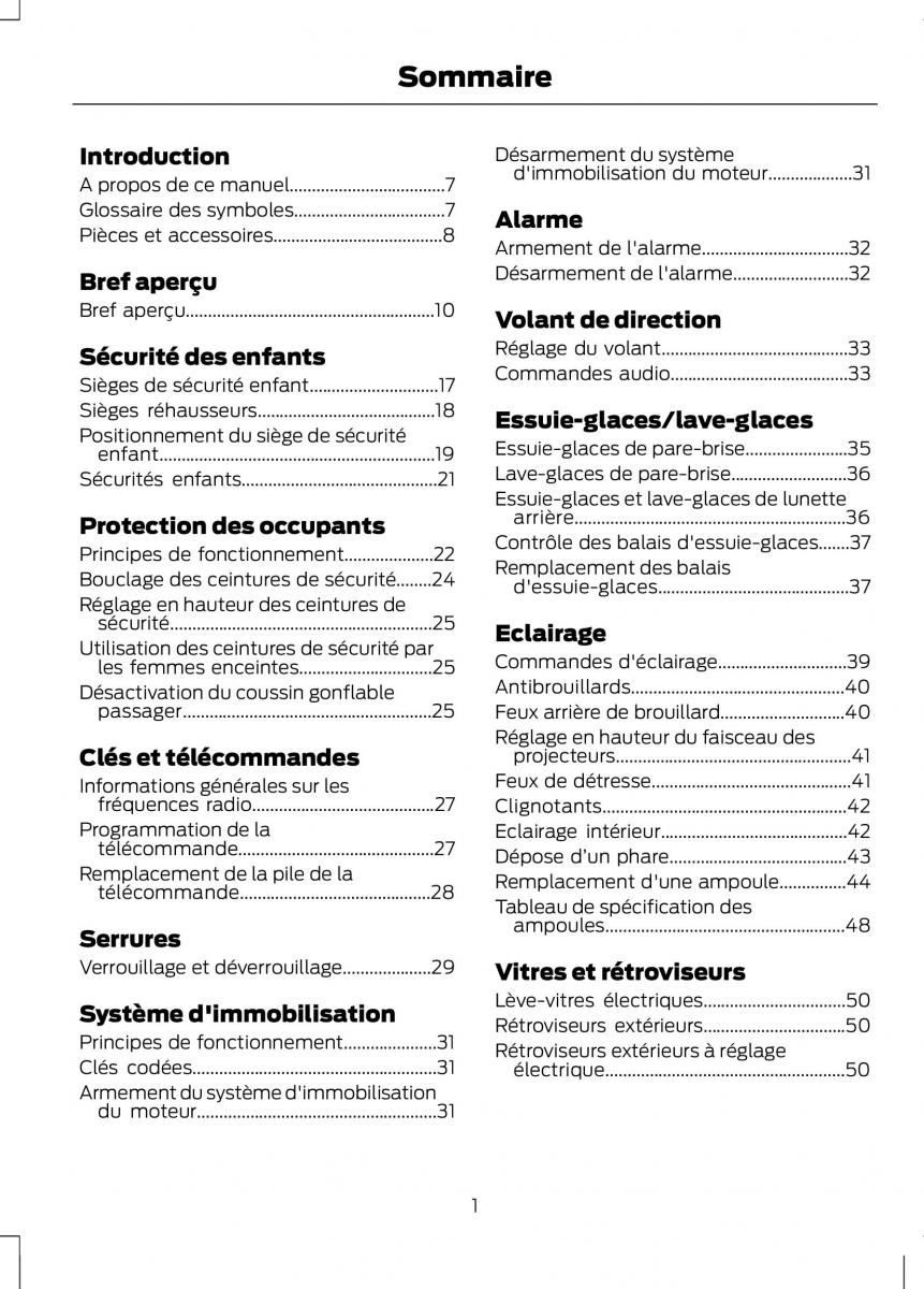 Ford Fusion manuel du proprietaire / page 3