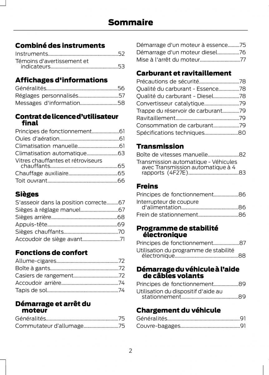 Ford Fusion manuel du proprietaire / page 4