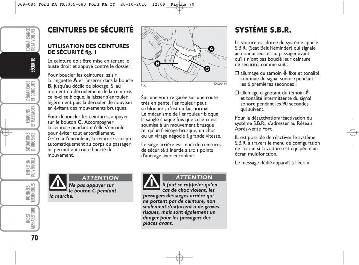 Ford Ka II 2 manuel du proprietaire / page 87