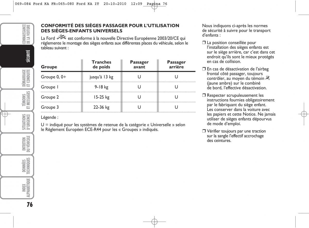 Ford Ka II 2 manuel du proprietaire / page 93