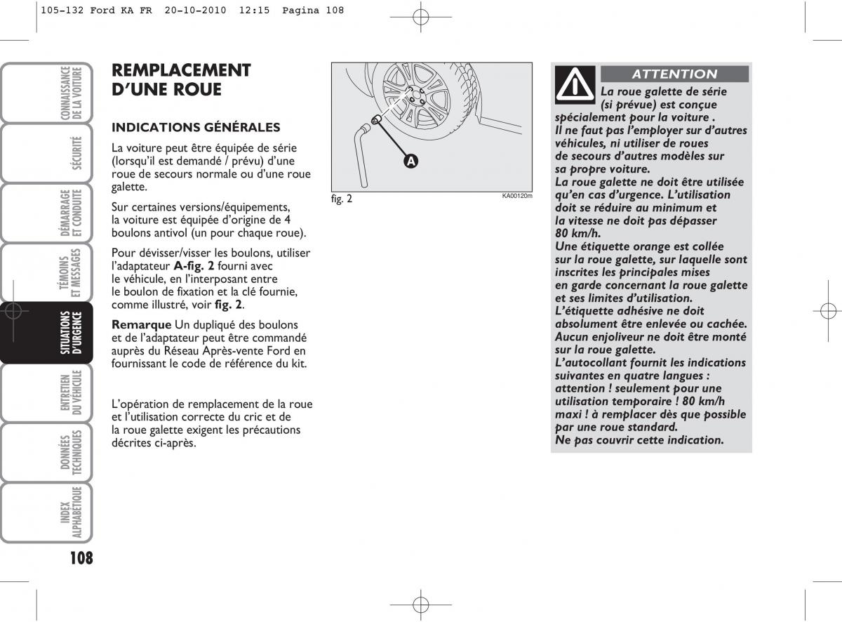 Ford Ka II 2 manuel du proprietaire / page 125