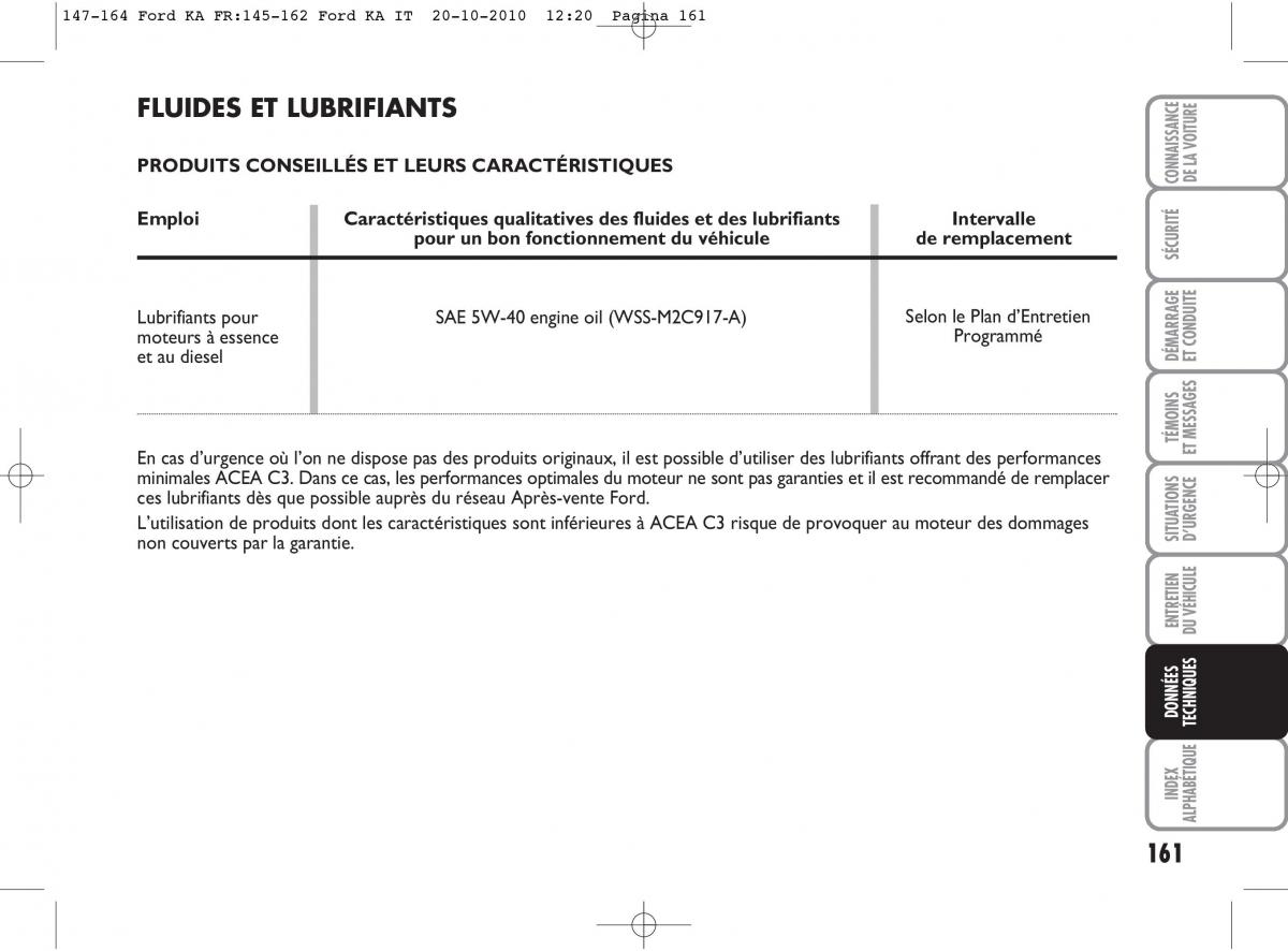 Ford Ka II 2 manuel du proprietaire / page 178