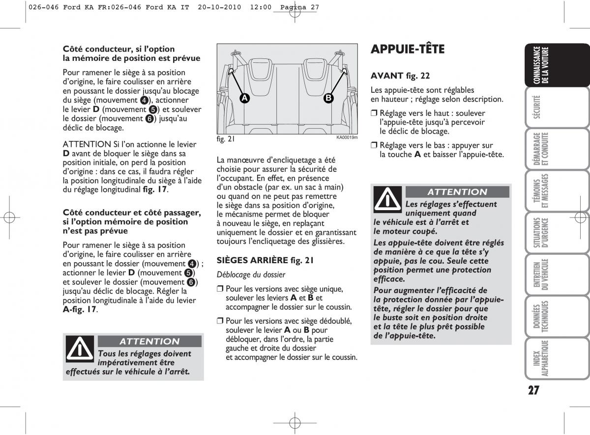 Ford Ka II 2 manuel du proprietaire / page 44