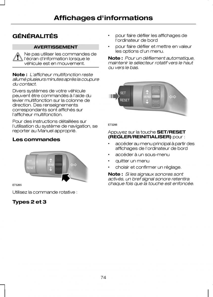 Ford Kuga I 1 manuel du proprietaire / page 76