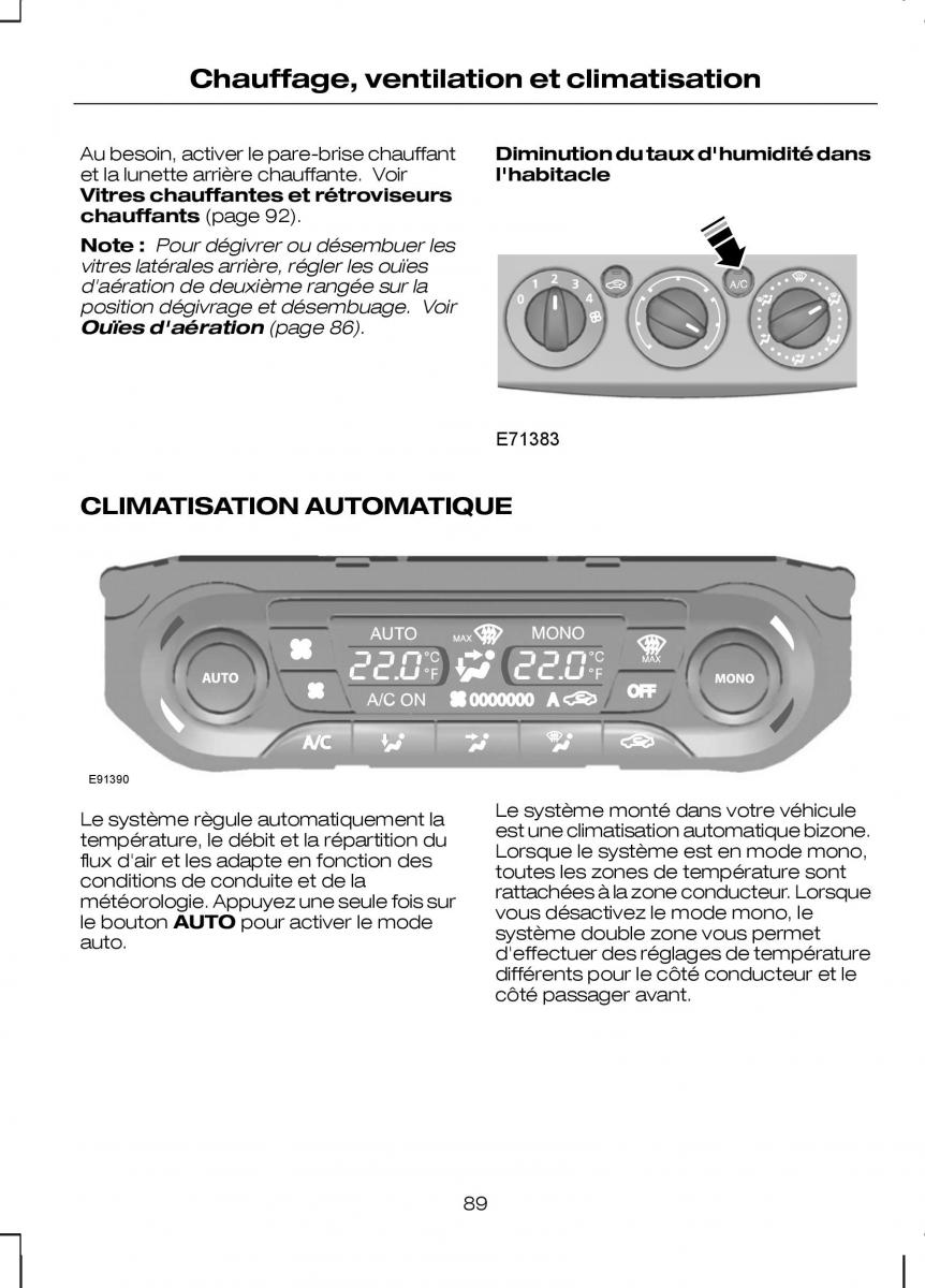 Ford Kuga I 1 manuel du proprietaire / page 91